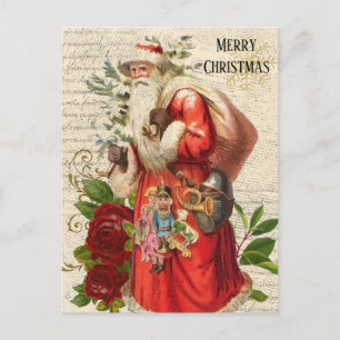 Vintager Viktorianischer Santa Claus Antiquitätend Postkarte