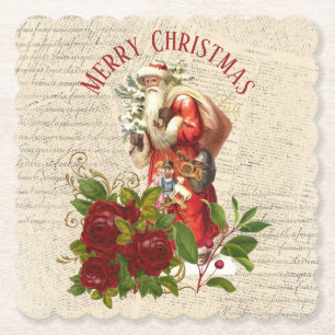 Vintager Viktorianischer Santa Claus Antiquitätend Untersetzer