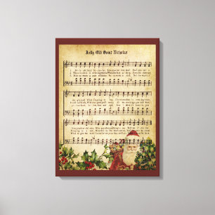 Vintager Viktorianischer Santa Claus Music Score u Leinwanddruck