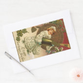 Vintager Viktorianischer Silvester Champagne Angel Rechteckiger Aufkleber (Umschlag)