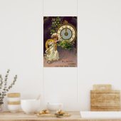 Vintager Viktorianischer Silvester, Uhr um Mittern Poster (Küche)