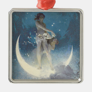 Vintager Viktorianischer Star Scattering Angels Ornament Aus Metall