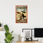 Vintager Viktorianischer Steampunk "The Air Ship" Poster (Heimbüro)