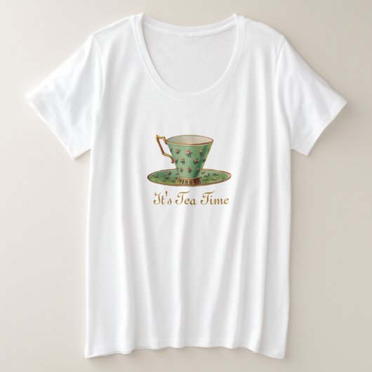 Vintager Viktorianischer Teecup Große Größe T-Shirt (Design vorne)