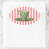 Vintager Viktorianischer Teecup Ovaler Aufkleber (Tasche)