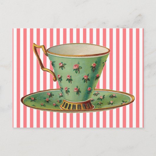 Vintager Viktorianischer Teecup Postkarte (Vorderseite)