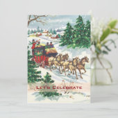 Vintager Viktorianischer Urlaub Retro Weihnachten Einladung (Stehend Vorderseite)