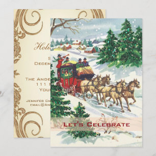 Vintager Viktorianischer Urlaub Retro Weihnachten  Einladung