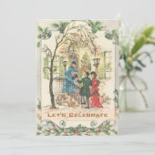 Vintager Viktorianischer Urlaub Weihnachten Party Einladung (Stehend Vorderseite)