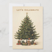 Vintager Viktorianischer Urlaub Weihnachten Party Einladung (Vorderseite)