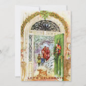 Vintager Viktorianischer Urlaub Weihnachten Party Einladung (Vorderseite)