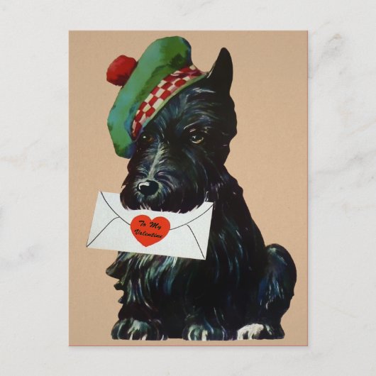 Vintager Viktorianischer Valentinhund Postkarte (Vorderseite)