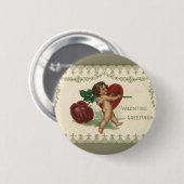 Vintager Viktorianischer Valentinkreub, Rose und H Button (Vorne & Hinten)