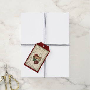 Vintager Viktorianischer Valentinkreub, Rose und H Geschenkanhänger