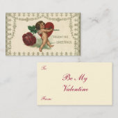 Vintager Viktorianischer Valentinkreub, Rose und H Mitteilungskarte (Vorne/Hinten)