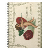 Vintager Viktorianischer Valentinkreub, Rose und H Notizblock (Vorderseite)