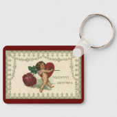 Vintager Viktorianischer Valentinkreub, Rose und H Schlüsselanhänger (Vorderseite)