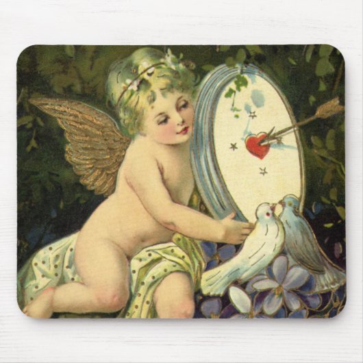 Vintager Viktorianischer Valentinstag, Angel Liebe Mousepad (Vorne)