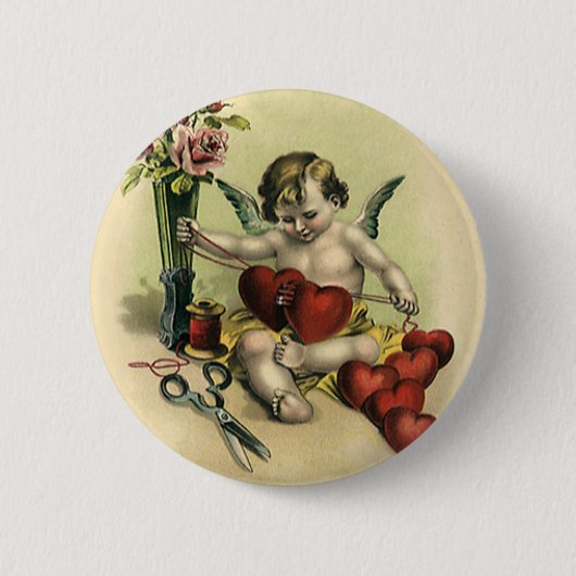 Vintager Viktorianischer Valentinstag Angel Seamst Button (Vorderseite)