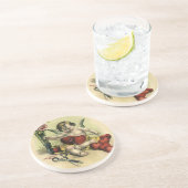 Vintager Viktorianischer Valentinstag Angel Seamst Sandstein Untersetzer (Seite)