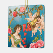 Vintager Viktorianischer Valentinstag Angels & Her Keramikornament (Links)