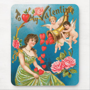 Vintager Viktorianischer Valentinstag Angels & Her Mousepad