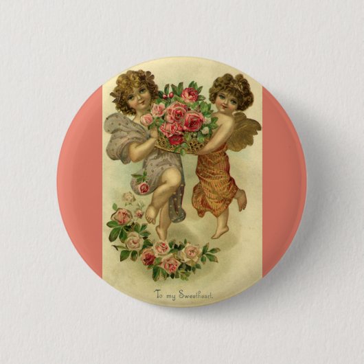 Vintager Viktorianischer Valentinstag, Angels Rose Button (Vorderseite)