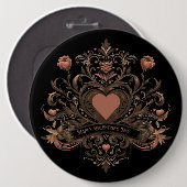 Vintager, Viktorianischer Valentinstag Button (Vorne & Hinten)
