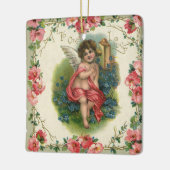 Vintager Viktorianischer Valentinstag-Cherub am Te Keramikornament (Links)