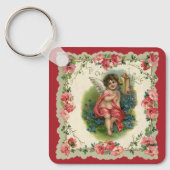 Vintager Viktorianischer Valentinstag-Cherub am Te Schlüsselanhänger (Vorderseite)