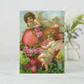 Vintager Viktorianischer Valentinstag Cherub Einla Einladung (Stehend Vorderseite)