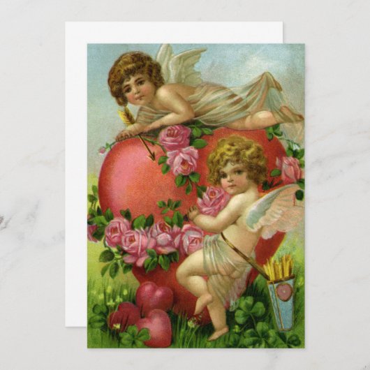 Vintager Viktorianischer Valentinstag Cherub Einla Einladung (Vorne/Hinten)