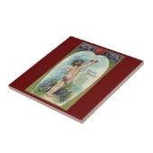 Vintager Viktorianischer Valentinstag, Cupid-Botsc Fliese (Seite)