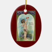 Vintager Viktorianischer Valentinstag, Cupid-Botsc Keramikornament (Vorne)