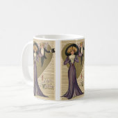 Vintager Viktorianischer Valentinstag, Dame in Lil Kaffeetasse (Vorderseite Links)