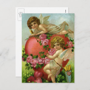 Vintager Viktorianischer Valentinstag Engel Herzli Feiertagspostkarte