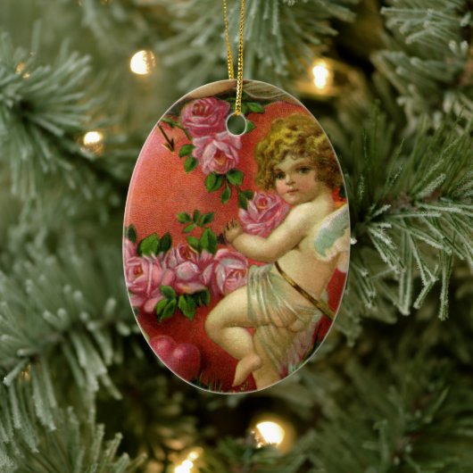 Vintager Viktorianischer Valentinstag Engel Herzli Keramikornament (Baum)