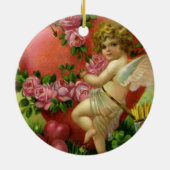 Vintager Viktorianischer Valentinstag Engel Herzli Keramikornament (Hinten)