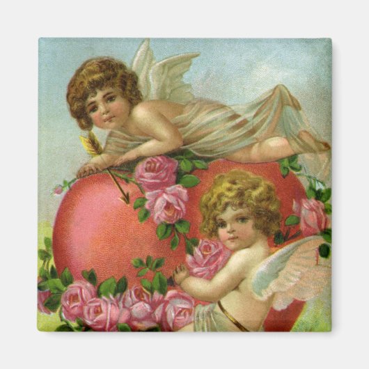 Vintager Viktorianischer Valentinstag Engel Herzli Magnet (Vorne)