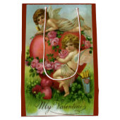 Vintager Viktorianischer Valentinstag Engel Herzli Mittlere Geschenktüte (Rückseite)