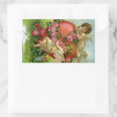 Vintager Viktorianischer Valentinstag Engel Herzli Rechteckiger Aufkleber (Tasche)