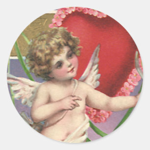 Vintager Viktorianischer Valentinstag Herzklopfen Runder Aufkleber