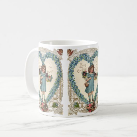 Vintager Viktorianischer Valentinstag, Herzkranz Kaffeetasse (Vorderseite Links)