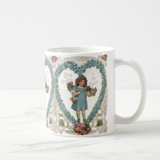Vintager Viktorianischer Valentinstag, Herzkranz Kaffeetasse (Rechts)