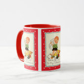 Vintager Viktorianischer Valentinstag Junge, Katze Tasse (Vorderseite Links)