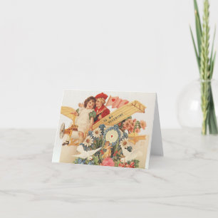 Vintager Viktorianischer Valentinstag, Kinder im F Feiertagskarte