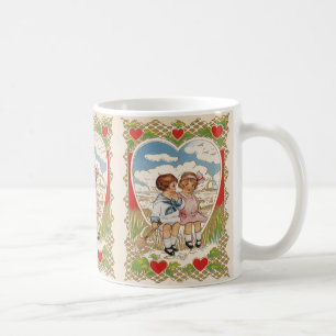 Vintager Viktorianischer Valentinstag Kinder im He Kaffeetasse
