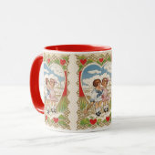 Vintager Viktorianischer Valentinstag Kinder im He Tasse (Vorderseite Links)