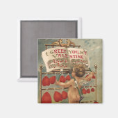 Vintager Viktorianischer Valentinstag, Kupid und H Magnet (Vorderseite/Rückseite)