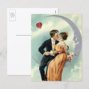 Vintager Viktorianischer Valentinstag Kuss auf dem Feiertagspostkarte
